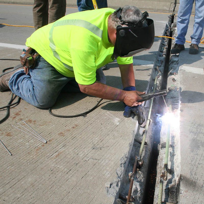 Replacement of failed joint in concrete edges repaired with EMCRETE
