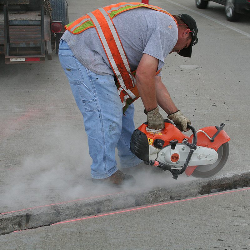 Replacement of failed joint in concrete edges repaired