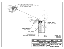 Expansion Joint Detail: DSM System Deck to Wall Blockout with Emcrete Expansion Joint EMSEAL