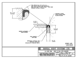 Expansion Joint Detail: DSM System Deck to Wall Blockout with Emcrete Expansion Joint EMSEAL