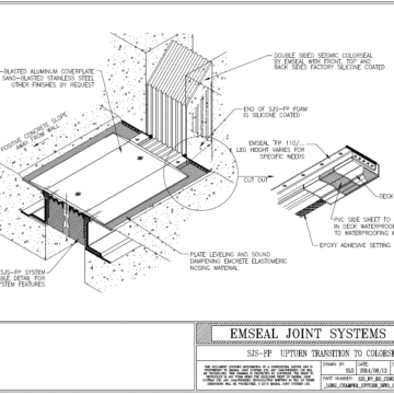 Watertight expansion joint transition from deck to wall with SJS-FP from EMSEAL