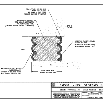 Expansion Joint Details: Seismic Colorseal-DS Wall-to-Wall Inside Corner Typical Double-sided Wall Expansion Joints EMSEAL