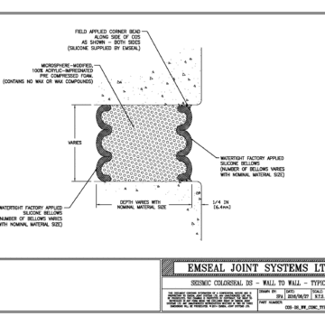 Expansion Joint Details: Seismic Colorseal-DS Wall-to-Wall Typical Double-sided Wall Expansion Joints EMSEAL