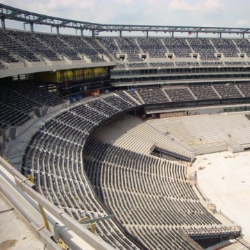 The massive bowl of MetLife Stadium is 2 miles around in circumference. It is divided into 4 sections by 24-inch wide structural expansion joints.