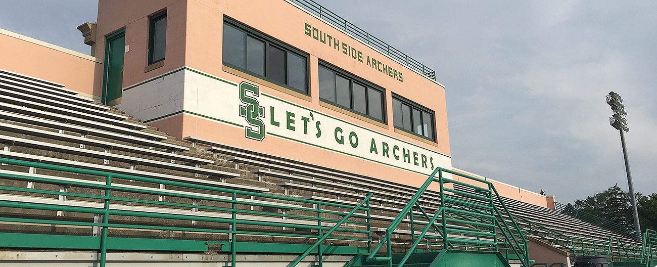 Stadium expansion joint tread and riser DSM custom 90s from EMSEAL South Side Archers Stadium Fort Wayne IN