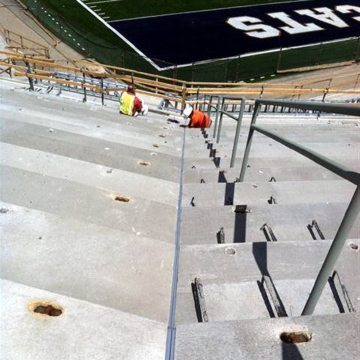 Replacing Failed Caulk Joints in Precast Bowl of MSU Bobcats Stadium with DSM System.