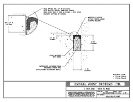 Expansion Joint Detail: DSM System Deck to Wall in Concrete Expansion Joint EMSEAL