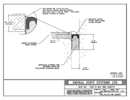 Expansion Joint Detail: DSM System Deck to Wall Blockout with Emcrete Expansion Joint EMSEAL