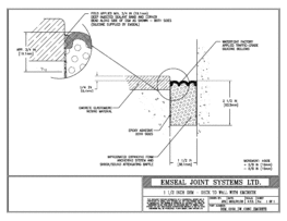 Expansion Joint Detail: DSM System Deck to Wall with Emcrete Expansion Joint EMSEAL