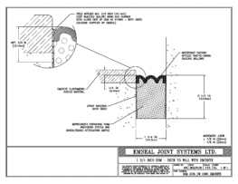 Expansion Joint Detail: DSM System Deck to Wall Blockout with Emcrete Expansion Joint EMSEAL