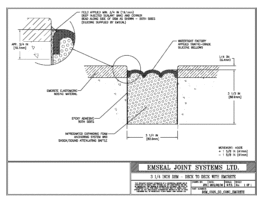 Expansion Joint Detail: DSM System Deck-to-Deck Blockout with Emcrete 3 1/4 inch EMSEAL