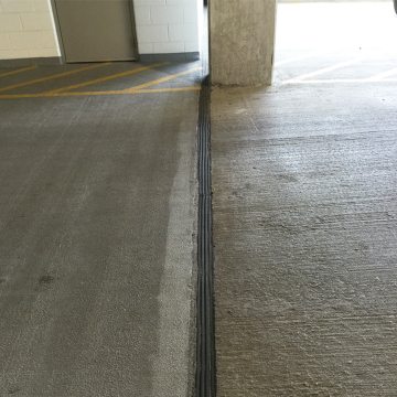 EMSEAL's Emshield DFR fire-rated parking expansion joint with column and wall.