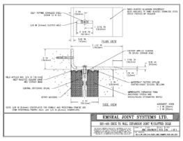 SJS_4_DW_CONC_3-8_PLATE_LONG_CHAMFER_PLAN_AND_SIDE SJS-Seismic Joint System Deck-To-Wall Expansion Joint Plan and Sid