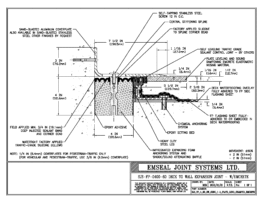 SJS_FP_4_60_DW_CONC_1-4_PLATE_LONG_CHAMFER_EMCRETE Deck to Wall Expansion Joint with Emcrete