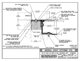 SJS_FP_4_150_DW_CONC_1-4_PLATE_LONG_CHAMFER_EMCRETE Deck to Wall Expansion Joint with Emcrete