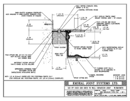 SJS_FP_4_200_DW_CONC_1-4_PLATE_LONG_CHAMFER_EMCRETE Deck to Wall Expansion Joint with Emcrete