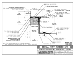 SJS_FP_4_220_DW_CONC_1-4_PLATE_LONG_CHAMFER_EMCRETE Deck to Wall Expansion Joint with Emcrete