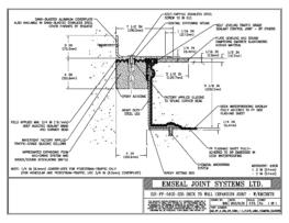 Expansion Joint Details: SJS-FP Deck-to-Wall Plaza Deck Expansion Joint with Emcrete EMSEAL