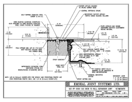 SJS_FP_5_150_DW_CONC_3-8_PLATE_LONG_CHAMFER_EMCRETE Deck to Wall Expansion Joint with Emcrete