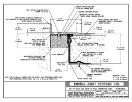 Expansion Joint Details: SJS-FP Deck-to-Wall Plaza Deck Expansion Joint with Emcrete EMSEAL