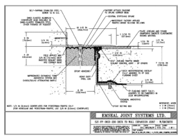 SJS_FP_6_200_DW_CONC_1-4_PLATE_LONG_CHAMFER_EMCRETE Deck to Wall Expansion Joint with Emcrete