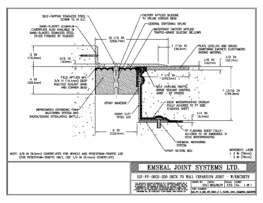 SJS_FP_6_200_DW_CONC_3-8_PLATE_LONG_CHAMFER_EMCRETE Deck to Wall Expansion Joint with Emcrete