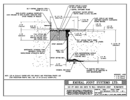 SJS_FP_6_305_DW_CONC_3-8_PLATE_LONG_CHAMFER_EMCRETE Deck to Wall Expansion Joint with Emcrete