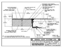 SJS-FP_13_150_DW_CONC_1-4_PLATE_LONG_CHAMFER_EMCRETE Deck to Wall Expansion Joint with Emcrete