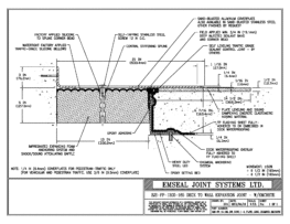 SJS-FP_13_165_DW_CONC_1-4_PLATE_LONG_CHAMFER_EMCRETE Deck to Wall Expansion Joint with Emcrete