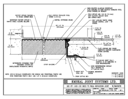 SJS-FP_14_150_DW_CONC_3-8_PLATE_LONG_CHAMFER_EMCRETE Deck to Wall Expansion Joint with Emcrete