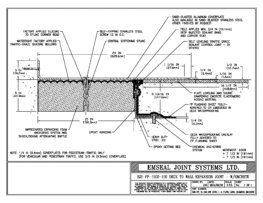 SJS-FP_15_150_DW_CONC_1-4_PLATE_LONG_CHAMFER_EMCRETE Deck to Wall Expansion Joint with Emcrete