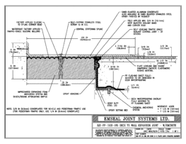 SJS-FP_15_185_DW_CONC_3-8_PLATE_LONG_CHAMFER_EMCRETE Deck to Wall Expansion Joint with Emcrete