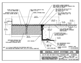 SJS-FP_15_200_DW_CONC_1-4_PLATE_LONG_CHAMFER_EMCRETE Deck to Wall Expansion Joint with Emcrete