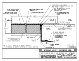 SJS-FP_15_235_DW_CONC_1-4_PLATE_LONG_CHAMFER_EMCRETE Deck to Wall Expansion Joint with Emcrete