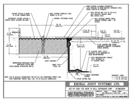 SJS-FP_15_270_DW_CONC_3-8_PLATE_LONG_CHAMFER_EMCRETE Deck to Wall Expansion Joint with Emcrete