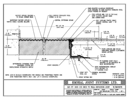 SJS-FP_16_150_DW_CONC_3-8_PLATE_LONG_CHAMFER_EMCRETE Deck to Wall Expansion Joint with Emcrete