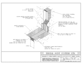 Expansion Joint Details: Thermaflex TCR System Surface Mounted Gland with 45 Degree End Cap to Seismic Colorseal EMSEAL