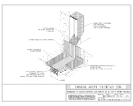 Expansion Joint Details: Thermaflex TCR System Blockout Mounted Gland with 45 Degree End Cap to Seismic Colorseal EMSEAL