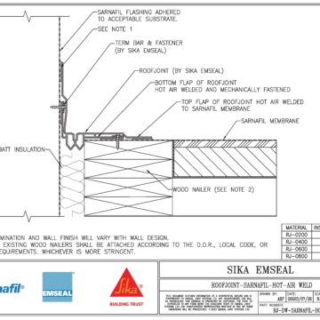 Sika Sarnafil Roofing Membrane and RoofJoint Roof to Wall Expansion Joint Detail from Sika Emseal