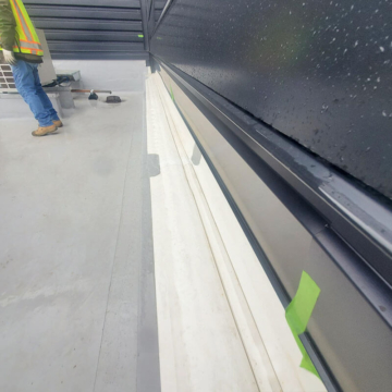 Stadium Roof Expansion Joint Covers Easily Installed Running Alongside Roof to Wall Interface at Nashville SC GEODIS Park MLS Stadium by Sika Emseal