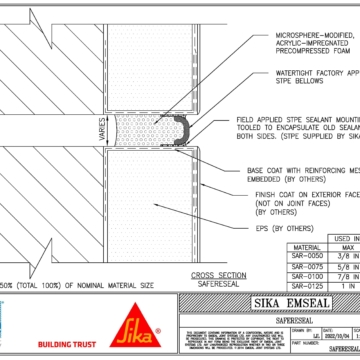 SafeReseal Joint Sealant Installed in EIFS CAD Detail by Sika Emseal