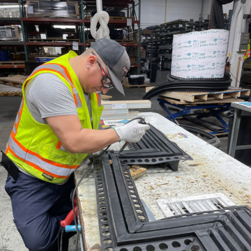 Watertight parking garage expansion joint transition factory welded where joint size changes around column with Thermaflex System by Sika Emseal