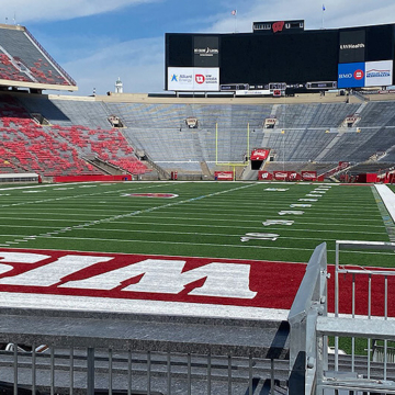 Stadium expansion joint retrofit at U of Wisconsin Badgers Camp Randall Field stadium using Sika Emseal SJS, and DSM System