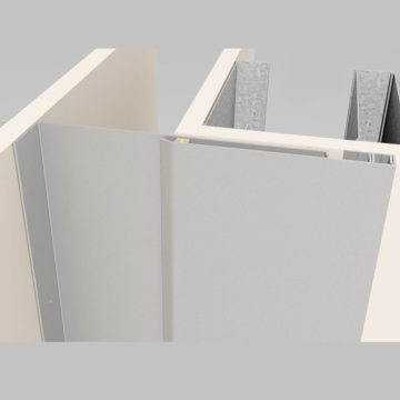 Wabo®Contour II interior corner wall and ceiling expansion joint system recessed into drywall for flush installation by Sika Emseal