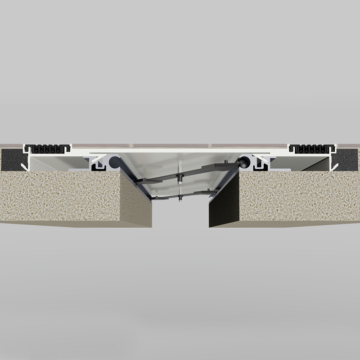 Wabo®SeisMaxPlus NBS interior floor seismic recessed flush expansion joint cover plate system seismic self centering bar components by Sika Emseal