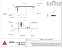 Wabo FastWall (EWH) interior expansion joint cover plate for wall-to-wall and corner wall conditions CAD Detail by Sika Emseal