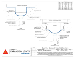 Wabo GutterFlex (BOG/USG) neoprene flexible gutter expansion joint system for water management in underslab and blockout mounted conditions CAD Detail Image by Sika Emseal