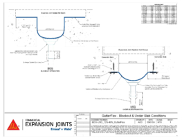 Wabo GutterFlex (BOG/USG) neoprene flexible gutter expansion joint system for water management in underslab and blockout mounted conditions CAD Detail Image by Sika Emseal