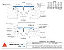 Wabo SeismicSpan (APS) exterior seismic surface mounted parking garage expansion joint cover deck-to-deck and deck-to-wall CAD Detail by Sika Emseal