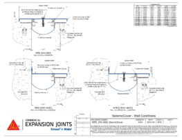 Wabo SeismicCover (WFE) seismic exterior wall expansion joint cover wall-to-wall and corner conditions CAD Detail by Sika Emseal